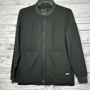 Figs Jacket Womens XS Black Bellery Full Zip Technical Collection Pockets A4